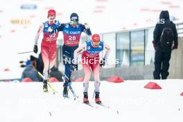 10.03.2024, Oslo, Norway (NOR): Candide Pralong (SUI), Maurice Manificat (FRA), Jonas Baumann (SUI), (l-r)  - FIS world cup cross-country, mass men, Oslo (NOR). www.nordicfocus.com. © Modica/NordicFocus. Every downloaded picture is fee-liable.