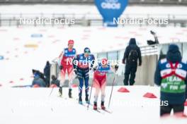10.03.2024, Oslo, Norway (NOR): Candide Pralong (SUI), Maurice Manificat (FRA), Jonas Baumann (SUI), (l-r)  - FIS world cup cross-country, mass men, Oslo (NOR). www.nordicfocus.com. © Modica/NordicFocus. Every downloaded picture is fee-liable.