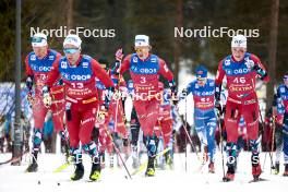 10.03.2024, Oslo, Norway (NOR): Martin Loewstroem Nyenget (NOR), Johannes Hoesflot Klaebo (NOR), Edvard Sandvik (NOR), (l-r)  - FIS world cup cross-country, mass men, Oslo (NOR). www.nordicfocus.com. © Modica/NordicFocus. Every downloaded picture is fee-liable.