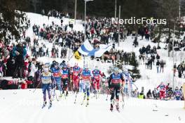 09.03.2024, Oslo, Norway (NOR): Jessie Diggins (USA), Kerttu Niskanen (FIN), Katharina Hennig (GER), Frida Karlsson (SWE), Victoria Carl (GER), (l-r)  - FIS world cup cross-country, mass women, Oslo (NOR). www.nordicfocus.com. © Modica/NordicFocus. Every downloaded picture is fee-liable.