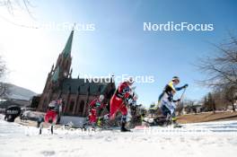 12.03.2024, Drammen, Norway (NOR): Valerio Grond (SUI), Even Northug (NOR), Sindre Bjoernestad Skar (NOR), Emil Danielsson (SWE), Johan Haeggstroem (SWE), Jules Chappaz (FRA), (l-r)  - FIS world cup cross-country, individual sprint, Drammen (NOR). www.nordicfocus.com. © Modica/NordicFocus. Every downloaded picture is fee-liable.