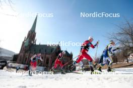 12.03.2024, Drammen, Norway (NOR): Valerio Grond (SUI), Even Northug (NOR), Sindre Bjoernestad Skar (NOR), Johan Haeggstroem (SWE), (l-r)  - FIS world cup cross-country, individual sprint, Drammen (NOR). www.nordicfocus.com. © Modica/NordicFocus. Every downloaded picture is fee-liable.