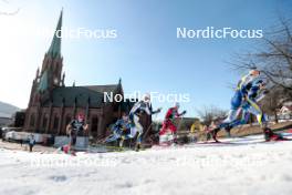 12.03.2024, Drammen, Norway (NOR): Jan Stoelben (GER), Emil Liekari (FIN), Oskar Svensson (SWE), Haavard Solaas Taugboel (NOR), Marcus Grate (SWE), Niilo Moilanen (FIN), (l-r)  - FIS world cup cross-country, individual sprint, Drammen (NOR). www.nordicfocus.com. © Modica/NordicFocus. Every downloaded picture is fee-liable.
