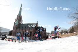 12.03.2024, Drammen, Norway (NOR): Lauri Vuorinen (FIN), Sivert Wiig (NOR), Lucas Chanavat (FRA), Richard Jouve (FRA), Zak Ketterson (USA), (l-r)  - FIS world cup cross-country, individual sprint, Drammen (NOR). www.nordicfocus.com. © Modica/NordicFocus. Every downloaded picture is fee-liable.