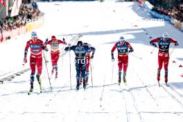 12.03.2024, Drammen, Norway (NOR): Johannes Hoesflot Klaebo (NOR), Richard Jouve (FRA), Erik Valnes (NOR), Sivert Wiig (NOR), (l-r)  - FIS world cup cross-country, individual sprint, Drammen (NOR). www.nordicfocus.com. © Modica/NordicFocus. Every downloaded picture is fee-liable.