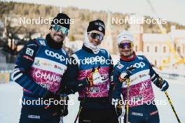 11.03.2024, Drammen, Norway (NOR): Lucas Chanavat (FRA), Theo Schely (FRA), Renaud Jay (FRA), (l-r)  - FIS world cup cross-country, individual sprint, Drammen (NOR). www.nordicfocus.com. © Modica/NordicFocus. Every downloaded picture is fee-liable.