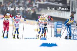 15.03.2024, Falun, Sweden (SWE): Linn Svahn (SWE), Frida Karlsson (SWE), Johanna Matintalo (FIN), (l-r)  - FIS world cup cross-country, individual sprint, Falun (SWE). www.nordicfocus.com. © Modica/NordicFocus. Every downloaded picture is fee-liable.