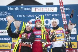 15.03.2024, Falun, Sweden (SWE): Lauri Vuorinen (FIN), Johannes Hoesflot Klaebo (NOR), Harald Oestberg Amundsen (NOR), (l-r) - FIS world cup cross-country, individual sprint, Falun (SWE). www.nordicfocus.com. © Modica/NordicFocus. Every downloaded picture is fee-liable.
