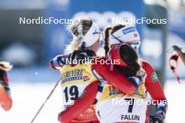 17.03.2024, Falun, Sweden (SWE): Anne Kjersti Kalvaa (NOR), Heidi Weng (NOR), Lotta Udnes Weng (NOR), (l-r)  - FIS world cup cross-country, mass, Falun (SWE). www.nordicfocus.com. © Modica/NordicFocus. Every downloaded picture is fee-liable.