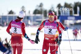 17.03.2024, Falun, Sweden (SWE): Johannes Hoesflot Klaebo (NOR), Paal Golberg (NOR), (l-r)  - FIS world cup cross-country, mass, Falun (SWE). www.nordicfocus.com. © Modica/NordicFocus. Every downloaded picture is fee-liable.