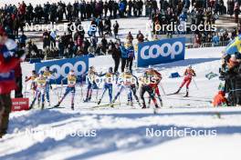 17.03.2024, Falun, Sweden (SWE): Heidi Weng (NOR), Ebba Andersson (SWE), Kerttu Niskanen (FIN), Sophia Laukli (USA), Jessie Diggins (USA), Krista Parmakoski (FIN), Frida Karlsson (SWE), Victoria Carl (GER), Astrid Oeyre Slind (NOR), (l-r)  - FIS world cup cross-country, mass, Falun (SWE). www.nordicfocus.com. © Modica/NordicFocus. Every downloaded picture is fee-liable.