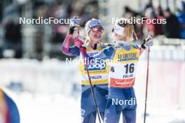 17.03.2024, Falun, Sweden (SWE): Jessie Diggins (USA), Sophia Laukli (USA), (l-r)  - FIS world cup cross-country, mass, Falun (SWE). www.nordicfocus.com. © Modica/NordicFocus. Every downloaded picture is fee-liable.
