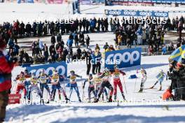 17.03.2024, Falun, Sweden (SWE): Heidi Weng (NOR), Ebba Andersson (SWE), Kerttu Niskanen (FIN), Sophia Laukli (USA), Jessie Diggins (USA), Krista Parmakoski (FIN), Frida Karlsson (SWE), Victoria Carl (GER), Astrid Oeyre Slind (NOR), (l-r)  - FIS world cup cross-country, mass, Falun (SWE). www.nordicfocus.com. © Modica/NordicFocus. Every downloaded picture is fee-liable.