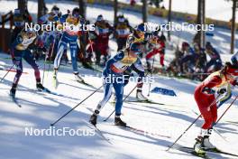 17.03.2024, Falun, Sweden (SWE): Jessie Diggins (USA), Krista Parmakoski (FIN), Flora Dolci (FRA), (l-r)  - FIS world cup cross-country, mass, Falun (SWE). www.nordicfocus.com. © Modica/NordicFocus. Every downloaded picture is fee-liable.