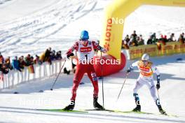 13.01.2024, Oberstdorf, Germany (GER): Thomas Rettenegger (AUT), Jarl Magnus Riiber (NOR), (l-r)  - FIS world cup nordic combined men, individual gundersen HS106/10km, Oberstdorf (GER). www.nordicfocus.com. © Volk/NordicFocus. Every downloaded picture is fee-liable.
