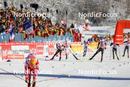 13.01.2024, Oberstdorf, Germany (GER): Manuel Faisst (GER), Joergen Graabak (NOR), Vinzenz Geiger (GER), Julian Schmid (GER), (l-r)  - FIS world cup nordic combined men, individual gundersen HS106/10km, Oberstdorf (GER). www.nordicfocus.com. © Volk/NordicFocus. Every downloaded picture is fee-liable.