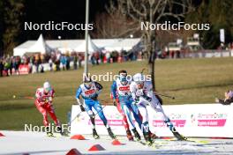 27.01.2024, Schonach, Germany (GER): Kristjan Ilves (EST), Eero Hirvonen (FIN), Joergen Graabak (NOR), (l-r)  - FIS world cup nordic combined men, individual gundersen HS100/10km, Schonach (GER). www.nordicfocus.com. © Volk/NordicFocus. Every downloaded picture is fee-liable.