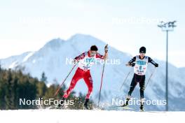 03.02.2024, Seefeld, Austria (AUT): Lukas Greiderer (AUT), Ryota Yamamoto (JPN), (l-r)  - FIS world cup nordic combined men, individual gundersen HS109/10km, Seefeld (AUT). www.nordicfocus.com. © Modica/NordicFocus. Every downloaded picture is fee-liable.