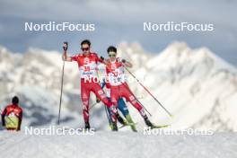 04.02.2024, Seefeld, Austria (AUT): Fabio Obermeyr (AUT), Florian Kolb (AUT), (l-r)  - FIS world cup nordic combined men, individual gundersen HS109/12.5km, Seefeld (AUT). www.nordicfocus.com. © Modica/NordicFocus. Every downloaded picture is fee-liable.