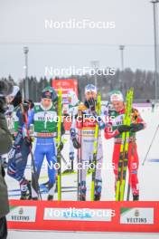 10.02.2024, Otepaeae, Estonia (EST): Kristjan Ilves (EST), Jarl Magnus Riiber (NOR), Johannes Lamparter (AUT), (l-r)  - FIS world cup nordic combined men, individual gundersen HS97/10km, Otepaeae (EST). www.nordicfocus.com. © Authamayou/NordicFocus. Every downloaded picture is fee-liable.