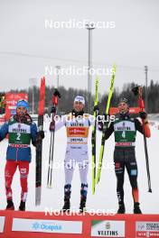 11.02.2024, Otepaeae, Estonia (EST): Stefan  Rettenegger (AUT), Jarl Magnus  Riiber (NOR), David  Mach (GER), (l-r)  - FIS world cup nordic combined men, individual gundersen HS97/10km, Otepaeae (EST). www.nordicfocus.com. © Authamayou/NordicFocus. Every downloaded picture is fee-liable.