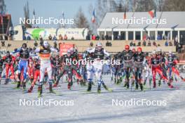 09.02.2024, Otepaeae, Estonia (EST): Eero Hirvonen (FIN), Johannes Lamparter (AUT), Jarl Magnus Riiber (NOR), Jens Luraas Oftebro (NOR), (l-r)  - FIS world cup nordic combined men, mass HS97/10km, Otepaeae (EST). www.nordicfocus.com. © Authamayou/NordicFocus. Every downloaded picture is fee-liable.