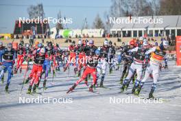 09.02.2024, Otepaeae, Estonia (EST): Eero Hirvonen (FIN), Johannes Lamparter (AUT), Stefan Rettenegger (AUT), Jens Luraas Oftebro (NOR), Jarl Magnus Riiber (NOR), (l-r)  - FIS world cup nordic combined men, mass HS97/10km, Otepaeae (EST). www.nordicfocus.com. © Authamayou/NordicFocus. Every downloaded picture is fee-liable.