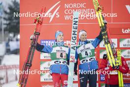 02.03.2024, Lahti, Finland (FIN): Stefan Rettenegger (AUT), Johannes Lamparter (AUT), (l-r)  - FIS world cup nordic combined men, team sprint HS130/2x7.5km, Lahti (FIN). www.nordicfocus.com. © Thibaut/NordicFocus. Every downloaded picture is fee-liable.