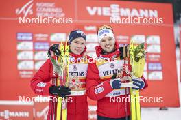 02.03.2024, Lahti, Finland (FIN): Jens Luraas Oftebro (NOR), Joergen Graabak (NOR), (l-r)  - FIS world cup nordic combined men, team sprint HS130/2x7.5km, Lahti (FIN). www.nordicfocus.com. © Thibaut/NordicFocus. Every downloaded picture is fee-liable.