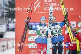 02.03.2024, Lahti, Finland (FIN): Stefan Rettenegger (AUT), Johannes Lamparter (AUT), (l-r)  - FIS world cup nordic combined men, team sprint HS130/2x7.5km, Lahti (FIN). www.nordicfocus.com. © Thibaut/NordicFocus. Every downloaded picture is fee-liable.
