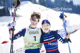 23.03.2024, Meribel, France (FRA): Matteo Baud (FRA), Lena Brocard (FRA), (l-r)  - French Championships nordic combined, Meribel (FRA). www.nordicfocus.com. © Thibaut/NordicFocus. Every downloaded picture is fee-liable.