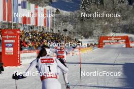 13.01.2024, Oberstdorf, Germany (GER): Mari Leinan Lund (NOR), Ida Marie Hagen (NOR), (l-r)  - FIS world cup nordic combined women, individual gundersen HS106/5km, Oberstdorf (GER). www.nordicfocus.com. © Volk/NordicFocus. Every downloaded picture is fee-liable.