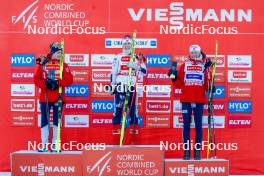 14.01.2024, Oberstdorf, Germany (GER): Gyda Westvold Hansen (NOR), Ida Marie Hagen (NOR), Mari Leinan Lund (NOR), (l-r)  - FIS world cup nordic combined women, compact HS106/5km, Oberstdorf (GER). www.nordicfocus.com. © Volk/NordicFocus. Every downloaded picture is fee-liable.