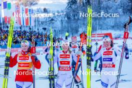 14.01.2024, Oberstdorf, Germany (GER): Gyda Westvold Hansen (NOR), Ida Marie Hagen (NOR), Mari Leinan Lund (NOR), (l-r)  - FIS world cup nordic combined women, compact HS106/5km, Oberstdorf (GER). www.nordicfocus.com. © Volk/NordicFocus. Every downloaded picture is fee-liable.