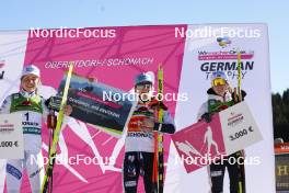 28.01.2024, Schonach, Germany (GER): Mari Leinan Lund (NOR), Ida Marie Hagen (NOR), Gyda Westvold Hansen (NOR), (l-r) - FIS world cup nordic combined women, individual gundersen HS100/8km, Schonach (GER). www.nordicfocus.com. © Volk/NordicFocus. Every downloaded picture is fee-liable.
