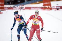 02.02.2024, Seefeld, Austria (AUT): Lena Brocard (FRA), Annika Malacinski (USA), (l-r)  - FIS world cup nordic combined women, individual gundersen HS109/5km, Seefeld (AUT). www.nordicfocus.com. © Modica/NordicFocus. Every downloaded picture is fee-liable.