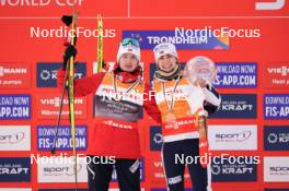 17.03.2024, Trondheim, Norway (NOR): Gyda Westvold Hansen (NOR), Ida Marie Hagen (NOR), (l-r) - FIS world cup nordic combined women, cups, Trondheim (NOR). www.nordicfocus.com. © Thibaut/NordicFocus. Every downloaded picture is fee-liable.