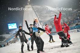 06.01.2024, Bischofshofen, Austria (AUT): Ren Nikaido (JPN), Junshiro Kobayashi (JPN), Taku Takeuchi (JPN), Ryoyu Kobayashi (JPN), (l-r) - FIS world cup ski jumping men, four hills tournament, individual HS142, Bischofshofen (AUT). www.nordicfocus.com. © Reichert/NordicFocus. Every downloaded picture is fee-liable.