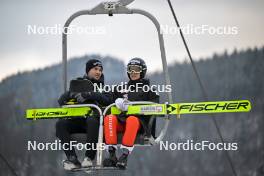 14.01.2024, Wisla, Poland (POL): Robert Hrgota (SLO), Gregor Deschwanden (SUI), (l-r) - FIS world cup ski jumping men, individual HS140, Wisla (POL). www.nordicfocus.com. © Reichert/NordicFocus. Every downloaded picture is fee-liable.