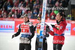 20.01.2024, Zakopane, Poland (POL): Ren Nikaido (JPN), Junshiro Kobayashi (JPN), Naoki Nakamura (JPN), (l-r) - FIS world cup ski jumping men, team HS140, Zakopane (POL). www.nordicfocus.com. © Reichert/NordicFocus. Every downloaded picture is fee-liable.
