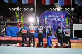 23.02.2024, Oberstdorf, Germany (GER): Stefan Kraft (AUT), Michael Hayboeck (AUT), Timi Zajc (SLO), Domen Prevc (SLO), Johann Andre Forfang (NOR), Kristoffer Eriksen Sundal (NOR), (l-r) - FIS world cup ski jumping men, super team HS235, Oberstdorf (GER). www.nordicfocus.com. © Reichert/NordicFocus. Every downloaded picture is fee-liable
