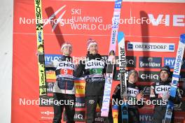 23.02.2024, Oberstdorf, Germany (GER): Kristoffer Eriksen Sundal (NOR), Johann Andre Forfang (NOR), Domen Prevc (SLO), Timi Zajc (SLO), (l-r) - FIS world cup ski jumping men, super team HS235, Oberstdorf (GER). www.nordicfocus.com. © Reichert/NordicFocus. Every downloaded picture is fee-liable