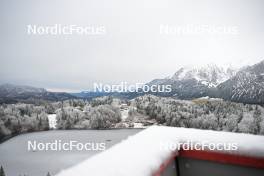 23.02.2024, Oberstdorf, Germany (GER): feature: Heini-Klopfer-Skiflug Schanze, mountain view, Freibergsee - FIS world cup ski jumping men, training, Oberstdorf (GER). www.nordicfocus.com. © Reichert/NordicFocus. Every downloaded picture is fee-liable