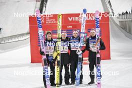 02.03.2024, Lahti, Finland (FIN): Johann Andre Forfang (NOR), Kristoffer Eriksen Sundal (NOR), Marius Lindvik (NOR), Halvor Egner Granerud (NOR), (l-r)  - FIS world cup ski jumping men, team HS130, Lahti (FIN). www.nordicfocus.com. © Thibaut/NordicFocus. Every downloaded picture is fee-liable.