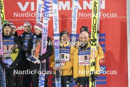 02.03.2024, Lahti, Finland (FIN): Johann Andre Forfang (NOR), Halvor Egner Granerud (NOR), Kristoffer Eriksen Sundal (NOR), Marius Lindvik (NOR), Philipp Raimund (GER), Pius Paschke (GER), Stephan Leyhe (GER), Andreas Wellinger (GER), (l-r)  - FIS world cup ski jumping men, team HS130, Lahti (FIN). www.nordicfocus.com. © Thibaut/NordicFocus. Every downloaded picture is fee-liable.