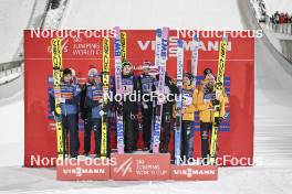 02.03.2024, Lahti, Finland (FIN): Daniel Tschofenig (AUT), Stephan Embacher (AUT), Jan Hoerl (AUT), Stefan Kraft (AUT), Johann Andre Forfang (NOR), Halvor Egner Granerud (NOR), Kristoffer Eriksen Sundal (NOR), Marius Lindvik (NOR), Pius Paschke (GER), Stephan Leyhe (GER), Philipp Raimund (GER), Andreas Wellinger (GER), (l-r) - FIS world cup ski jumping men, team HS130, Lahti (FIN). www.nordicfocus.com. © Thibaut/NordicFocus. Every downloaded picture is fee-liable.