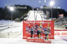 13.03.2024, Trondheim, Norway (NOR): Daniel Tschofenig (AUT), Stefan Kraft (AUT), Jan Hoerl (AUT), (l-r) - FIS world cup ski jumping men, individual HS140, Trondheim (NOR). www.nordicfocus.com. © Thibaut/NordicFocus. Every downloaded picture is fee-liable.