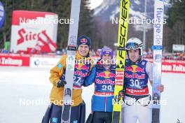 27.01.2024, Bad Mitterndorf, Germany (GER): Andreas Wellinger (GER), Stefan Kraft (AUT), Timi Zajc (SLO), +G+ - FIS world championships ski flying men, individual HS235, Bad Mitterndorf (GER). www.nordicfocus.com. © Thibaut/NordicFocus. Every downloaded picture is fee-liable.