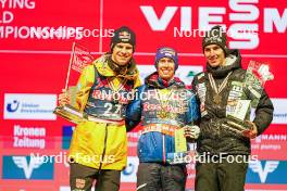 27.01.2024, Bad Mitterndorf, Germany (GER): Andreas Wellinger (GER), Stefan Kraft (AUT), Timi Zajc (SLO), (l-r) - FIS world championships ski flying men, medals, Bad Mitterndorf (GER). www.nordicfocus.com. © Thibaut/NordicFocus. Every downloaded picture is fee-liable.
