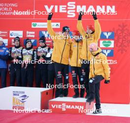 26.01.2024, Bad Mitterndorf, Germany (GER): Andreas Wellinger (GER), Stephan Leyhe (GER), Karl Geiger (GER), Pius Paschke (GER), (l-r) - FIS world championships ski flying men, medals, Bad Mitterndorf (GER). www.nordicfocus.com. © Thibaut/NordicFocus. Every downloaded picture is fee-liable.